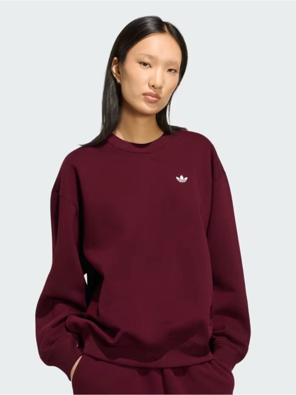 adidas Originals Womens Maroon Trefoil Crew Sweatshirt